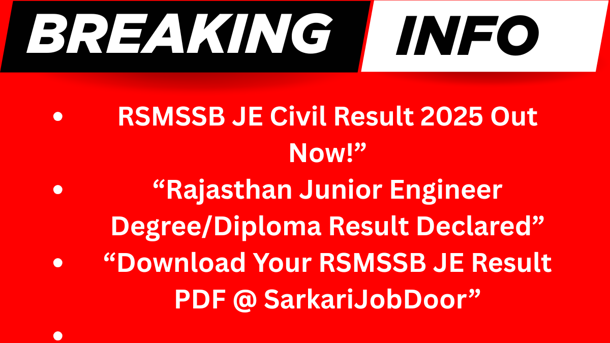 RSMSSB JE Civil Result 2025