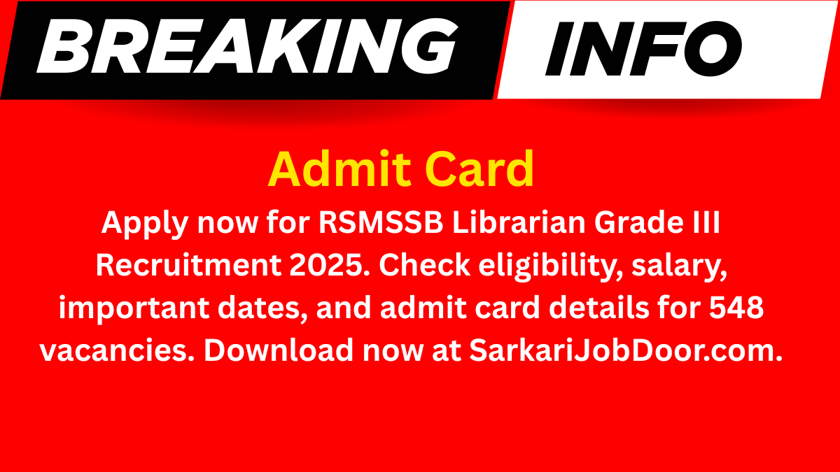RSMSSB Librarian Recruitment 2025