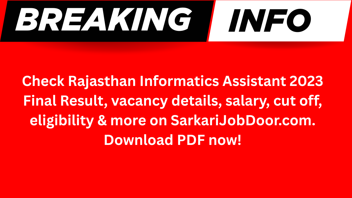 Rajasthan Informatics Assistant 2023 result