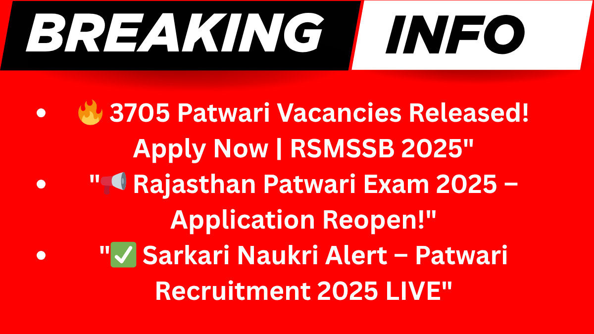 RSMSSB Patwari 2025 Exam Date