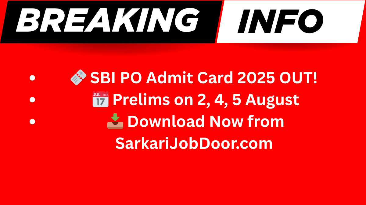 SBI PO Pre Admit Card 2025