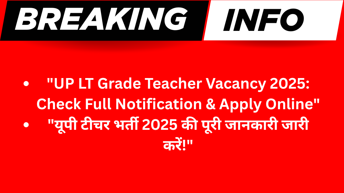 UP LT Grade Teacher Vacancy 2025