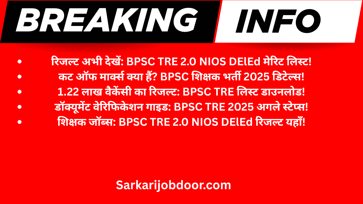 BPSC TRE 2.0 Result 2025 for NIOS DElEd