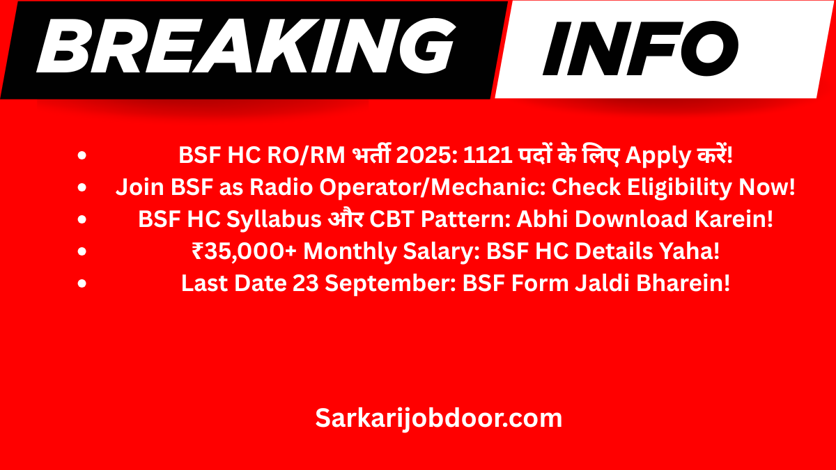 BSF HC RO/RM Recruitment 2025