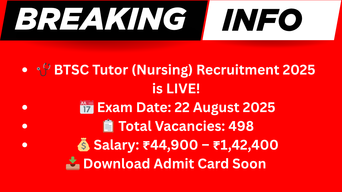 BTSC Tutor (Nursing) Recruitment 2025