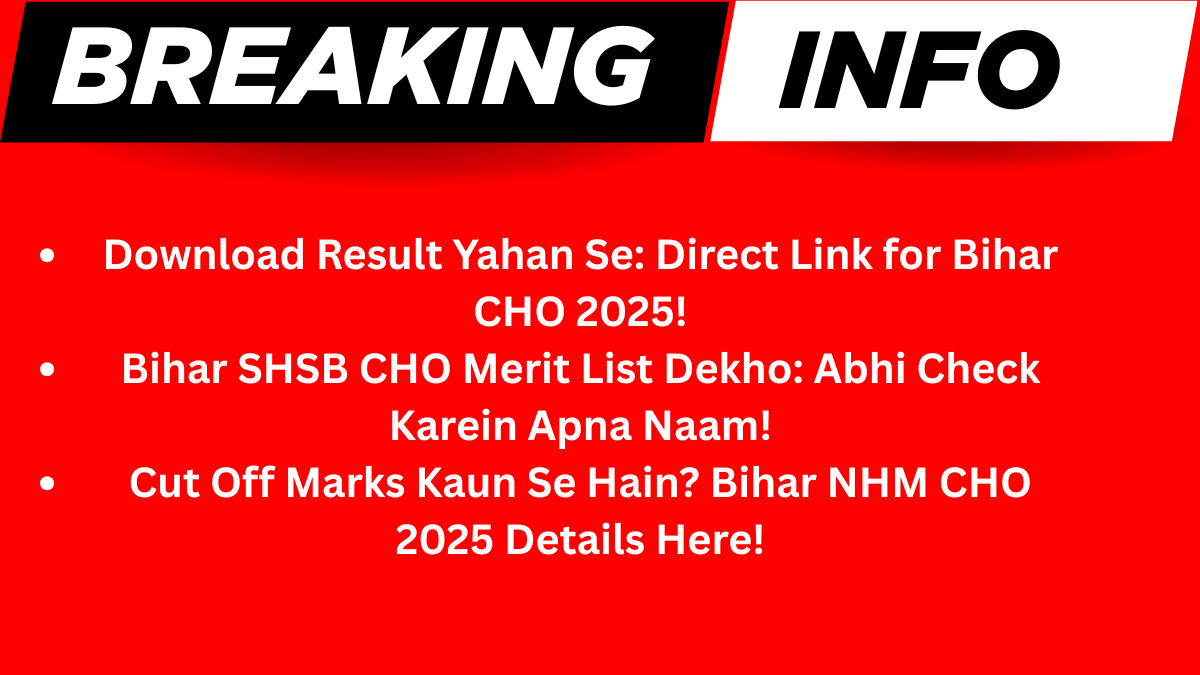 Bihar SHSB CHO Result 2025