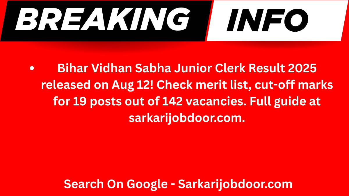 Bihar Vidhan Sabha Junior Clerk Result 2025