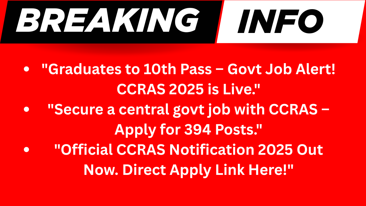 CCRAS Group A, B, C Recruitment 2025