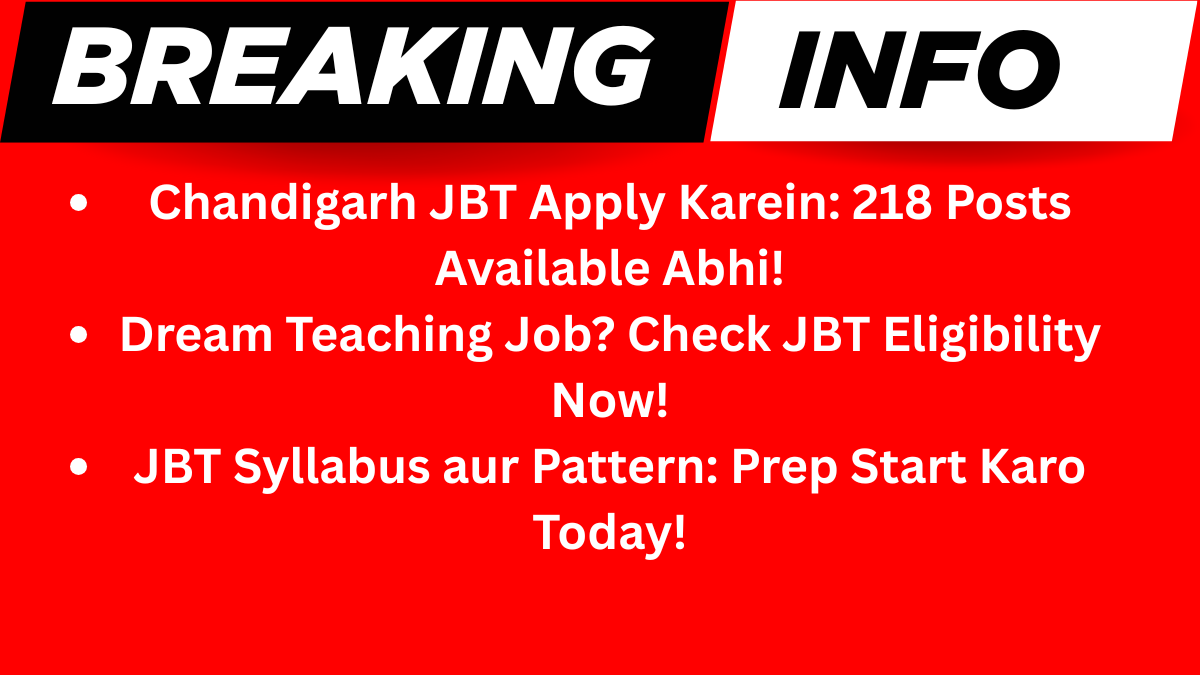 Chandigarh JBT Teacher Recruitment 2025