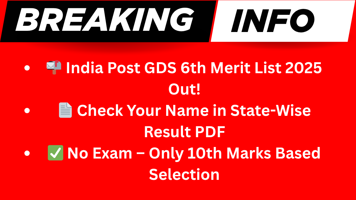 India Post GDS 6th Merit List 2025