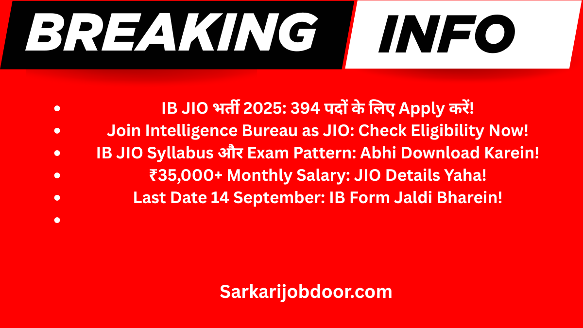 IB Junior Intelligence Officer Recruitment 2025