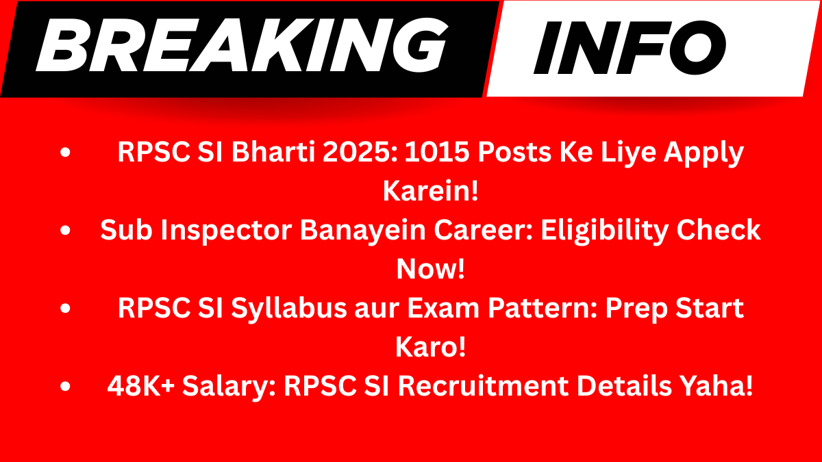 RPSC SI Platoon Commander Recruitment 2025