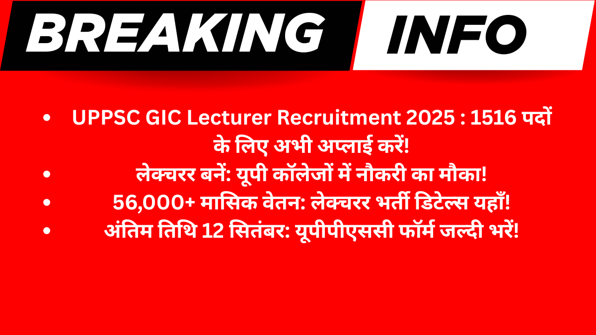 UPPSC GIC Lecturer Recruitment 2025