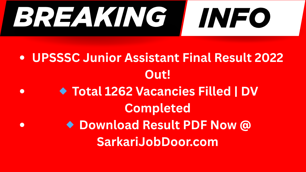 UPSSSC Junior Assistant Final Result 2022