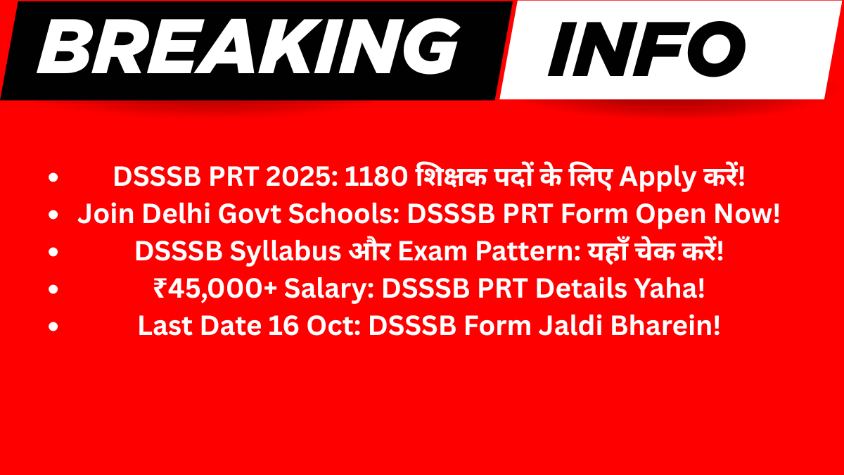 DSSSB Primary Teacher PRT Recruitment 2025