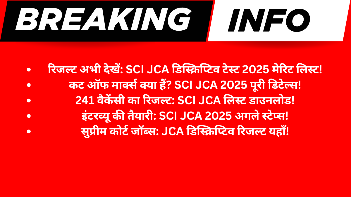 SCI Junior Court Assistant Descriptive Test Result 2025