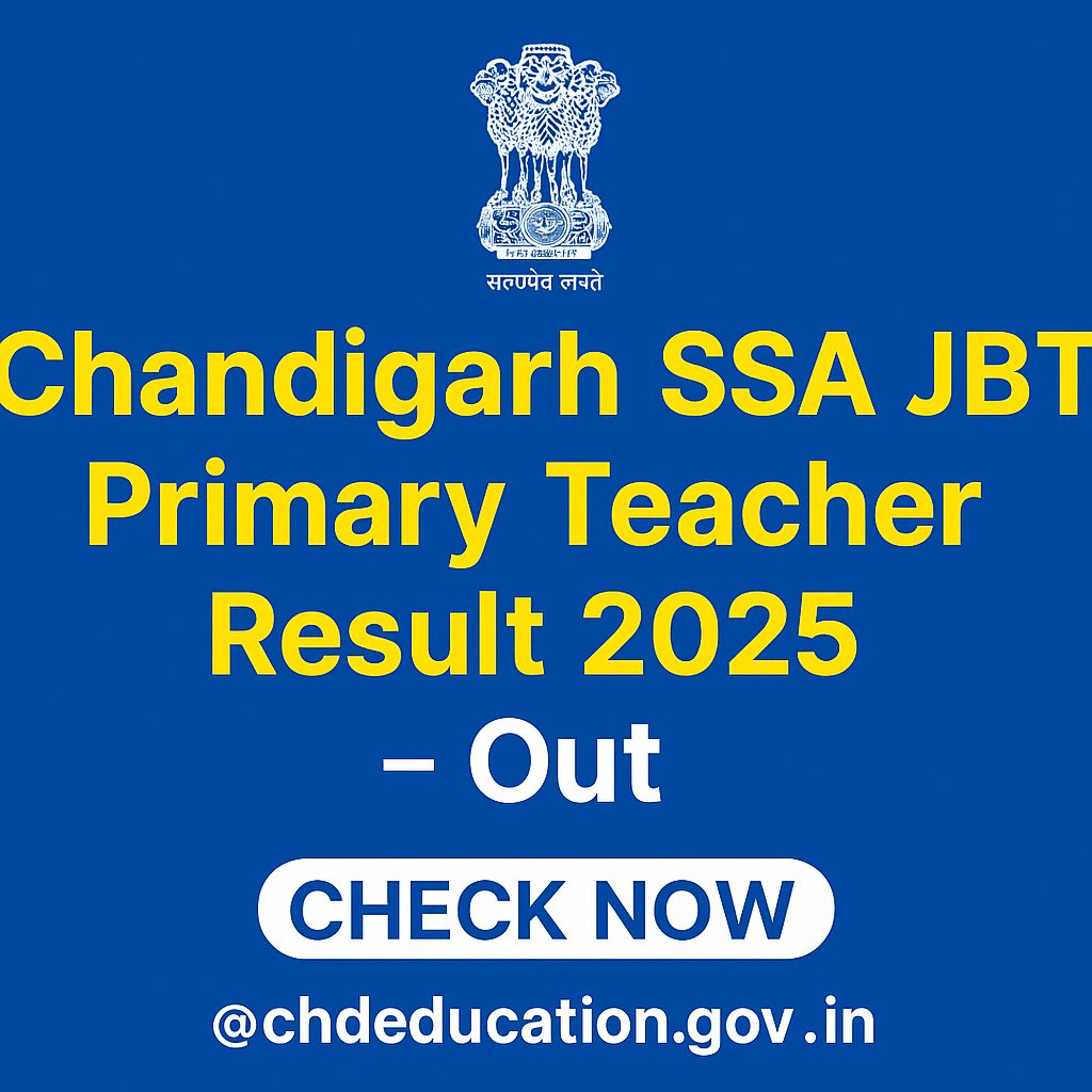 Chandigarh SSA JBT Primary Teacher Result 2025
