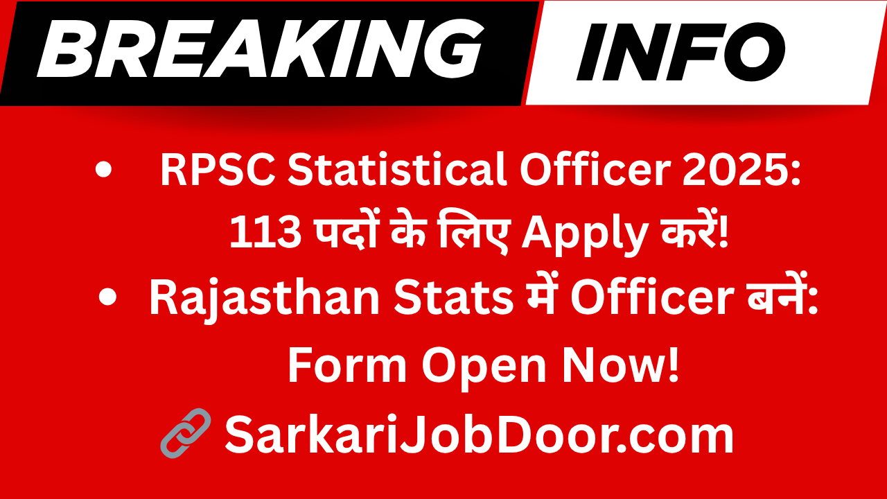 RPSC Statistical Officer Recruitment 2025