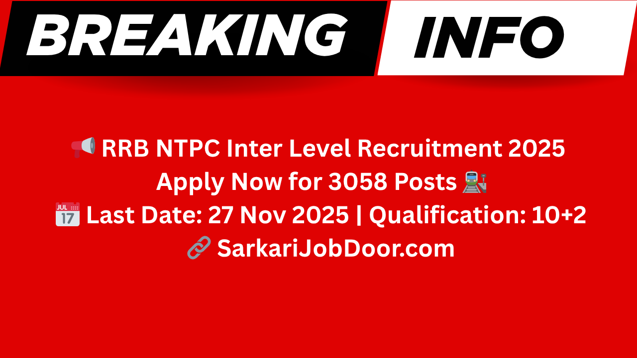 RRB NTPC Inter Level Recruitment 2025