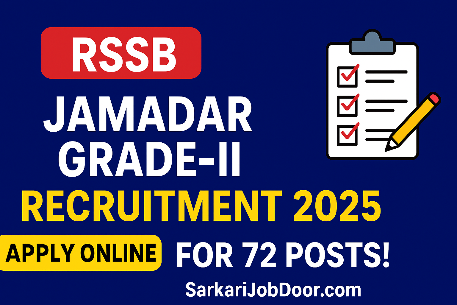 RSSB Jamadar Grade-II Recruitment 2025