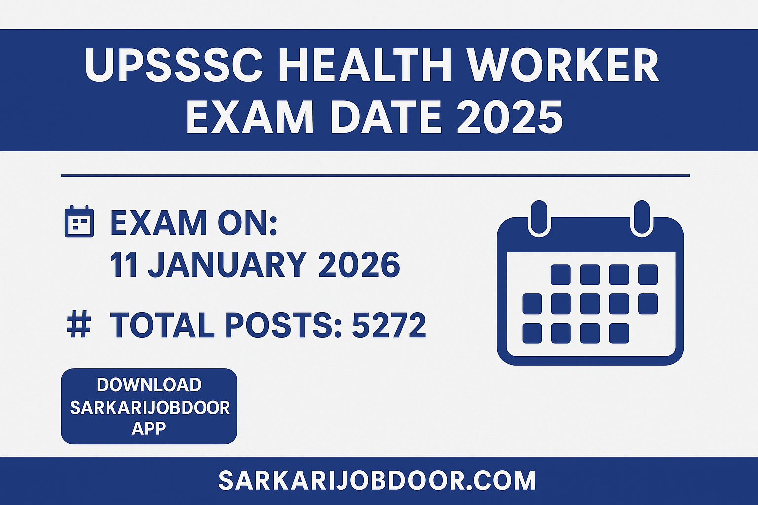 UPSSSC Health Worker Exam Date 2025
