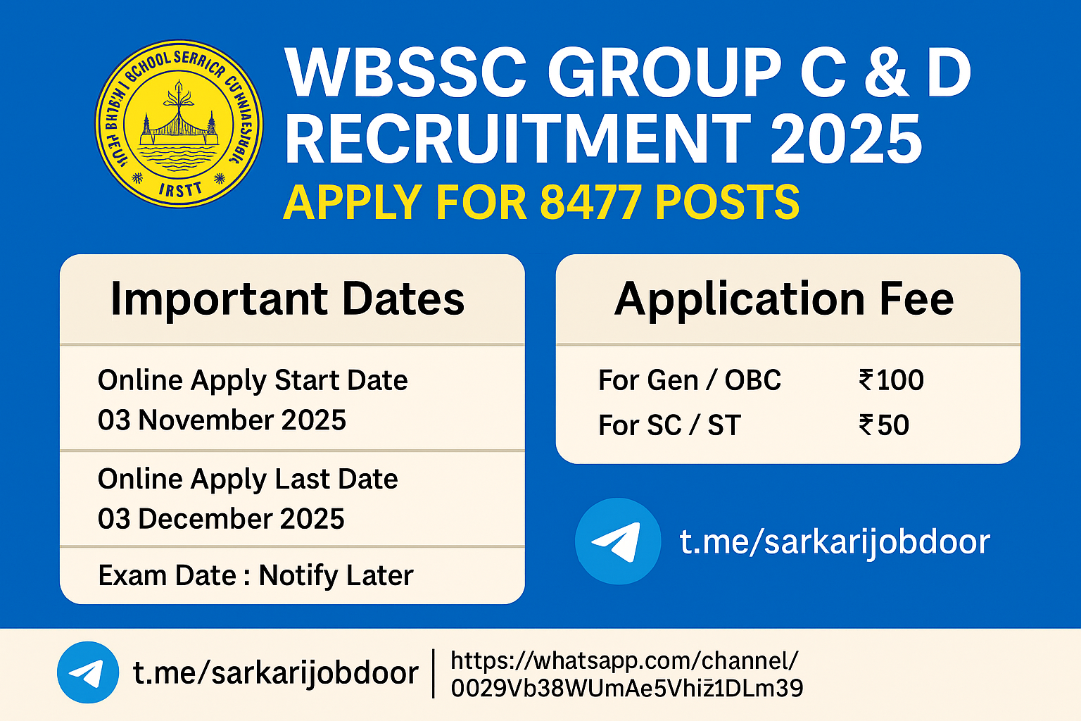 WBSSC Group C and D Recruitment 2025