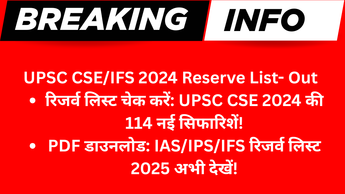 UPSC CSE/IFS 2024 Reserve List