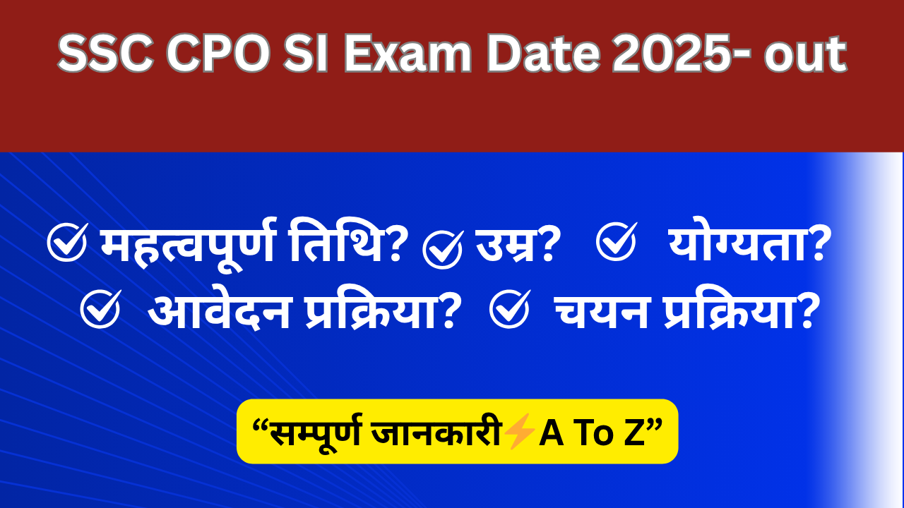 SSC CPO SI Exam Date 2025