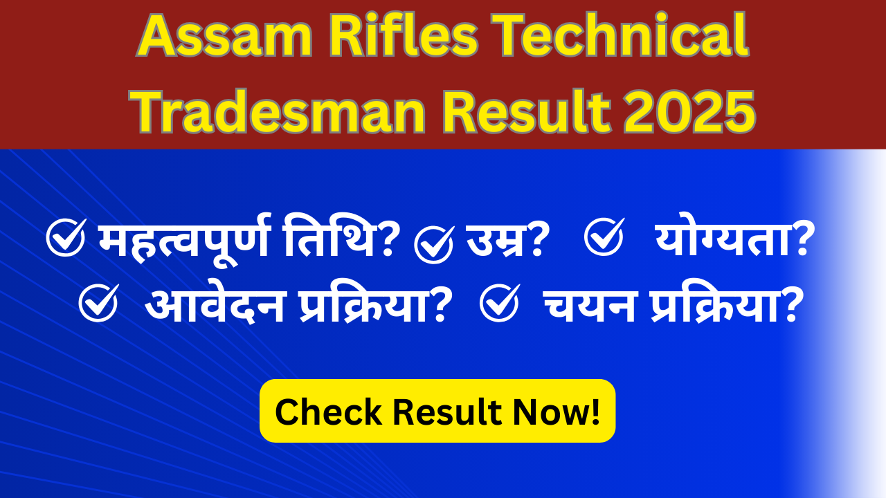 Assam Rifles Technical Tradesman Result 2025