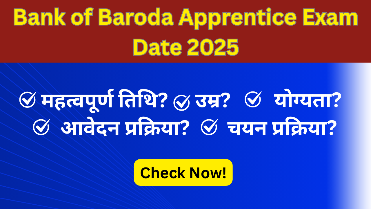 Bank of Baroda Apprentice Exam Date 2025