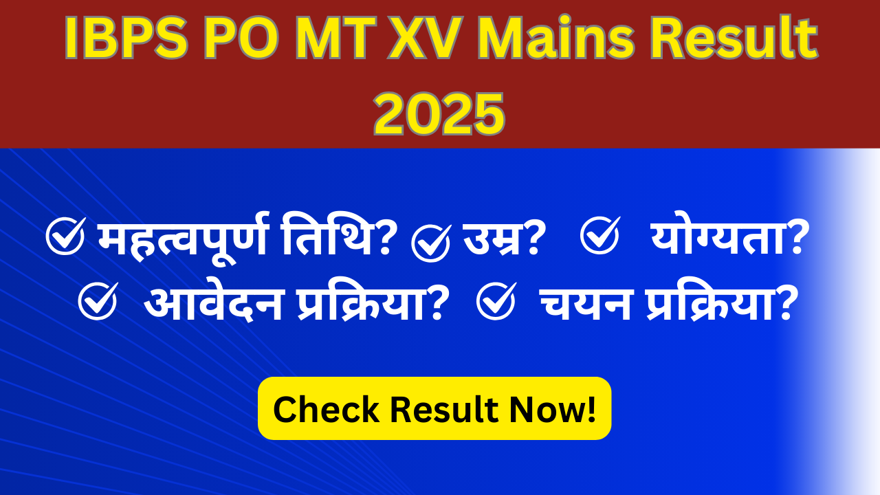 IBPS PO MT XV Mains Result 2025