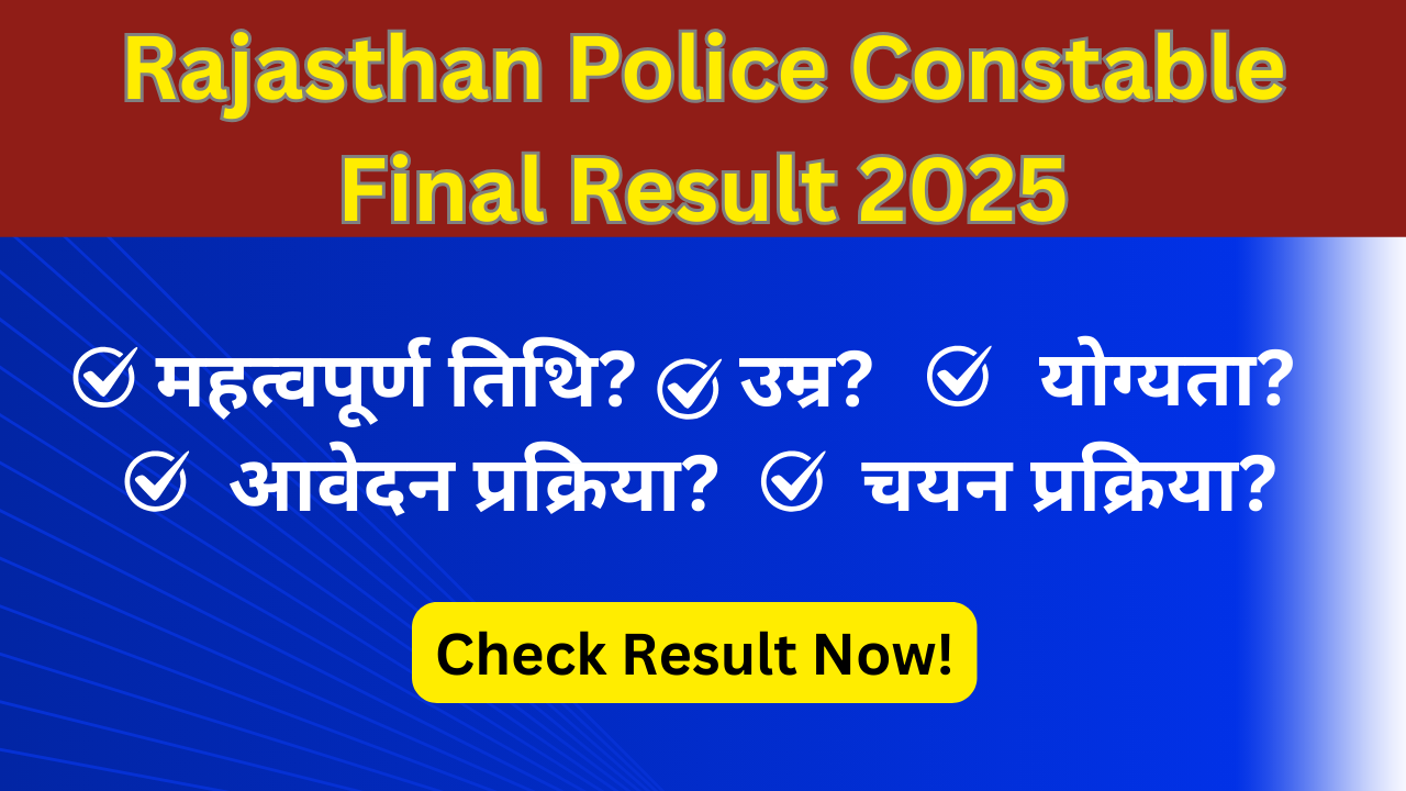 Rajasthan Police Constable Final Result 2025