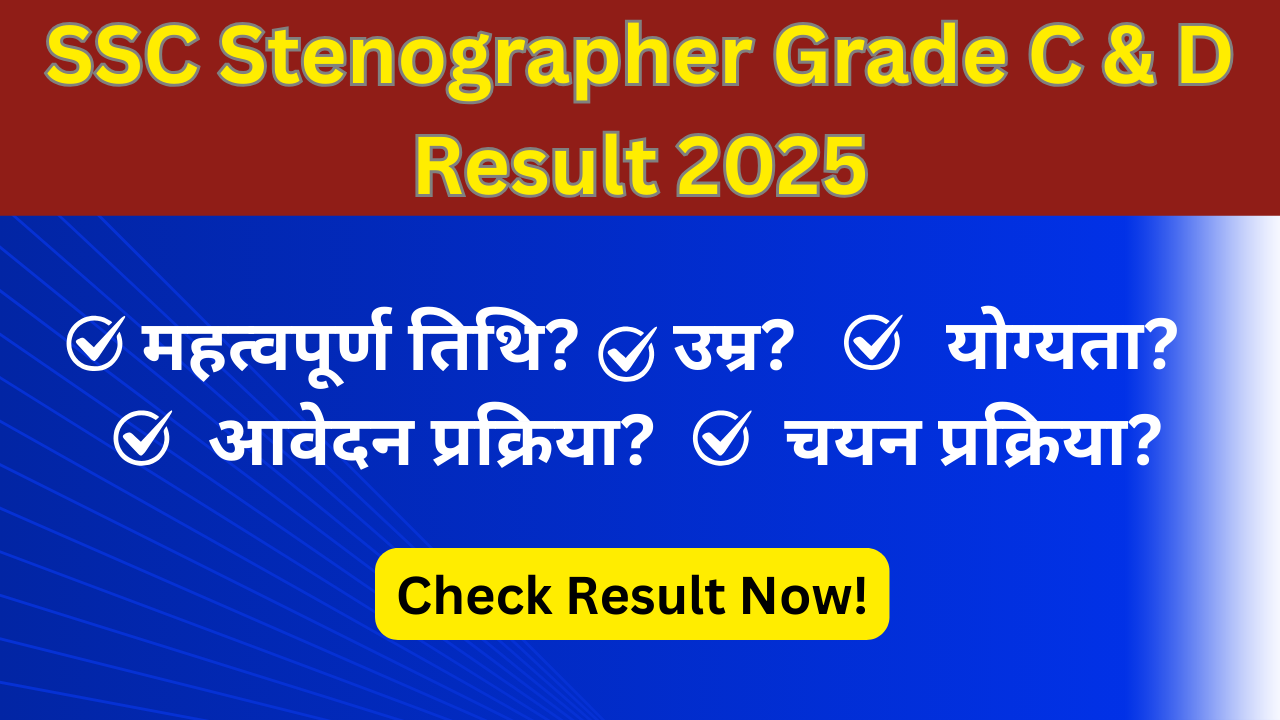 SSC Stenographer Grade C & D Result 2025
