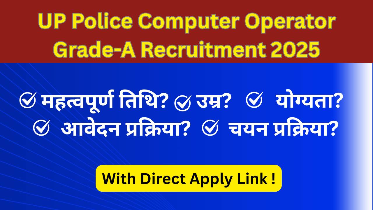 UP Police Computer Operator Grade-A Recruitment 2025