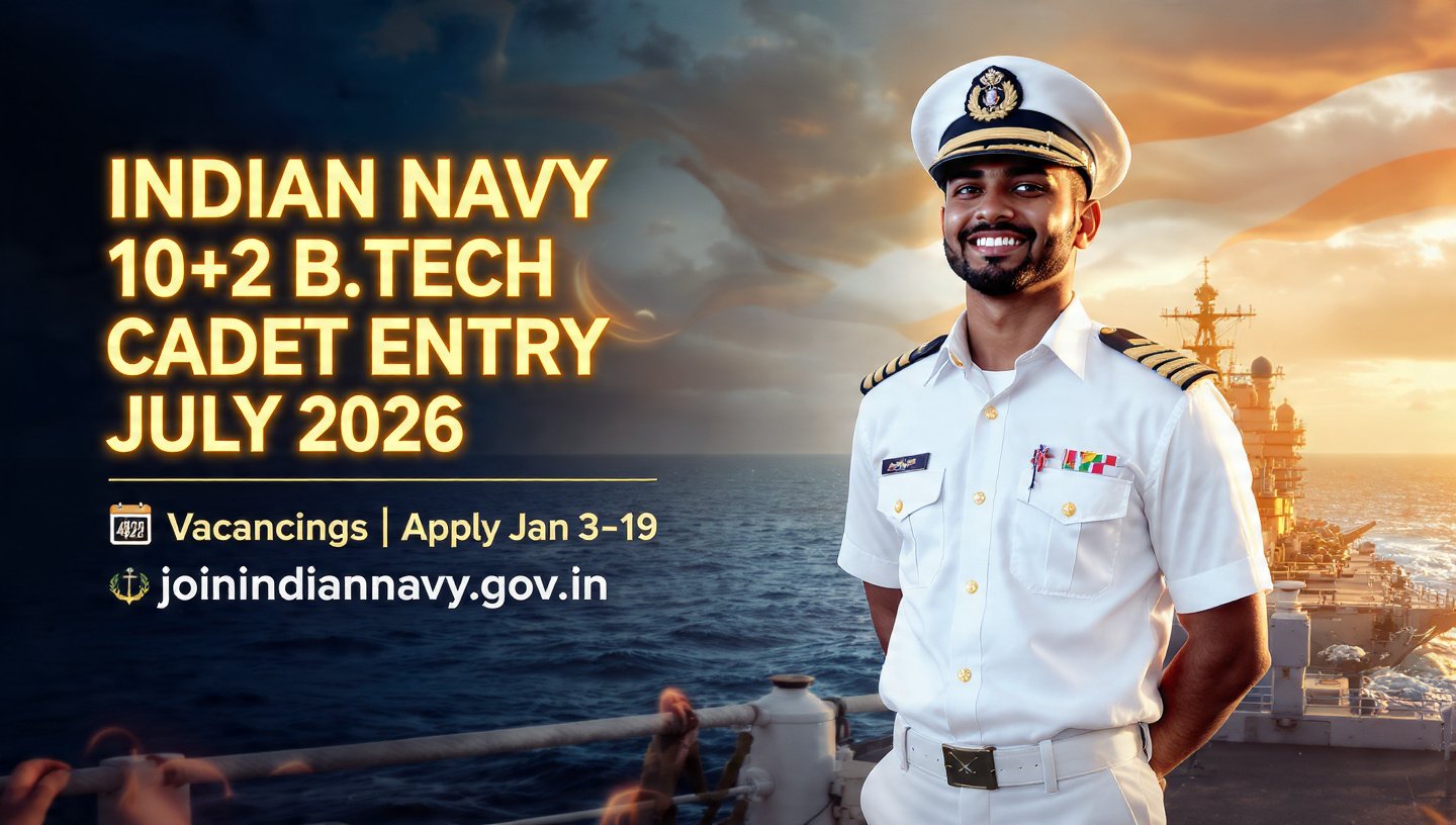 Indian Navy 10+2 B.Tech Cadet Entry July 2026