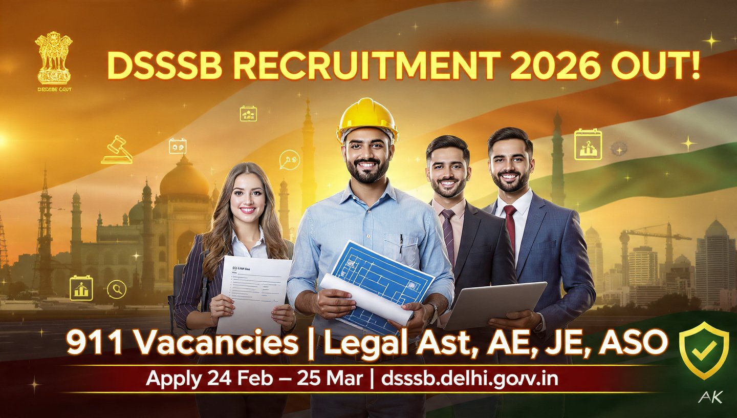 DSSSB Legal Assistant AE JE ASO Recruitment 2026