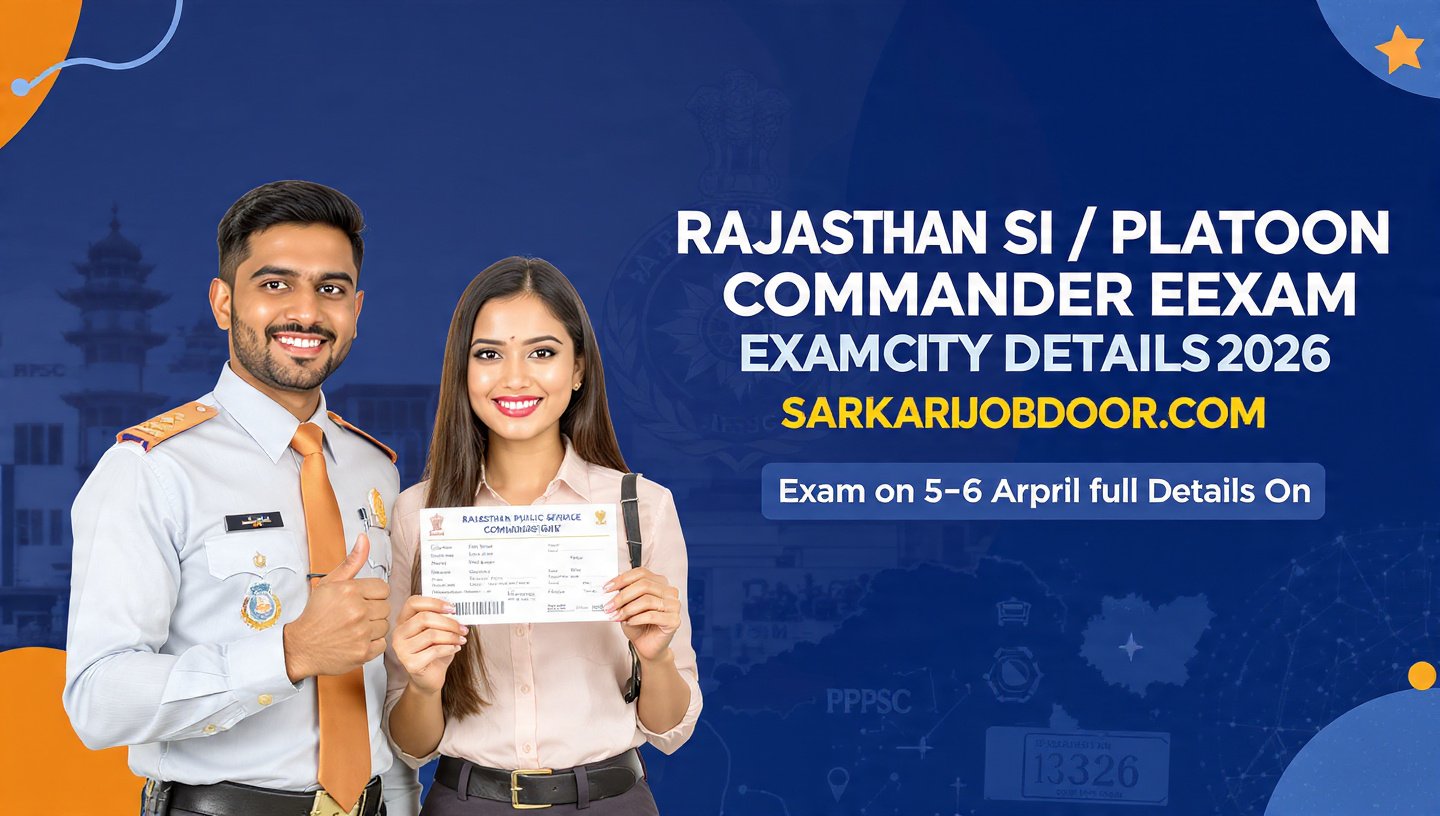 RPSC SI Platoon Commander Exam City Details 2026
