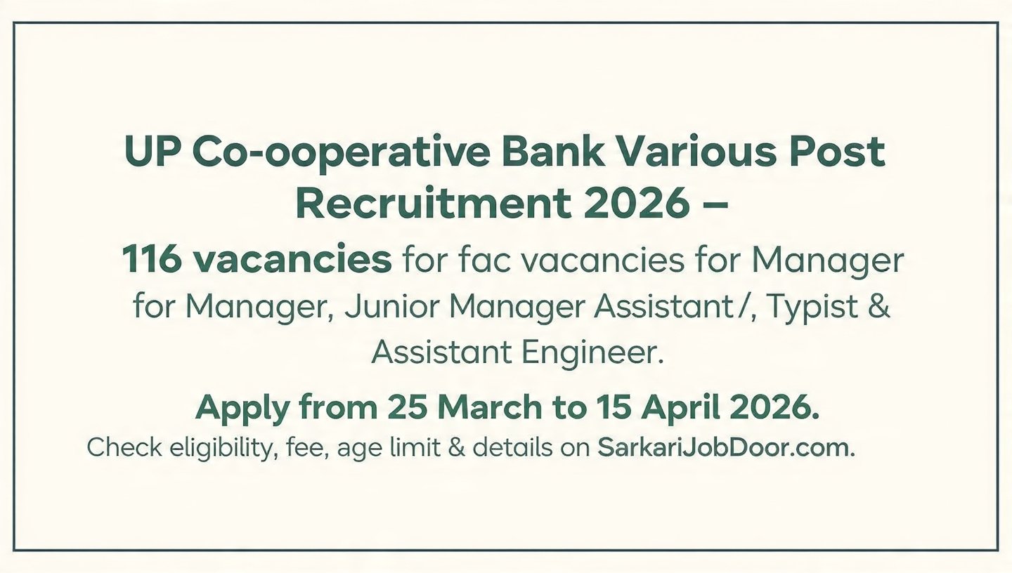 UP Co-operative Bank Recruitment 2026