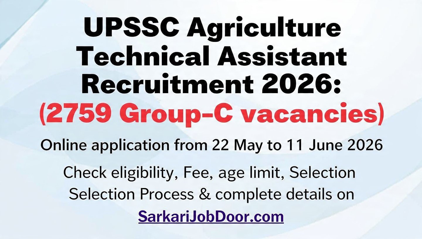 UPSSSC Agriculture Technical Assistant Group-C Recruitment 2026