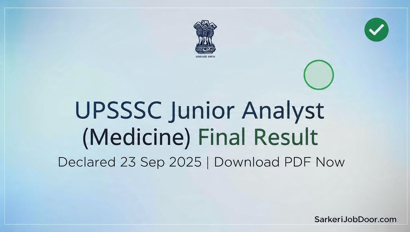 UPSSSC Junior Analyst 2024 Final Result