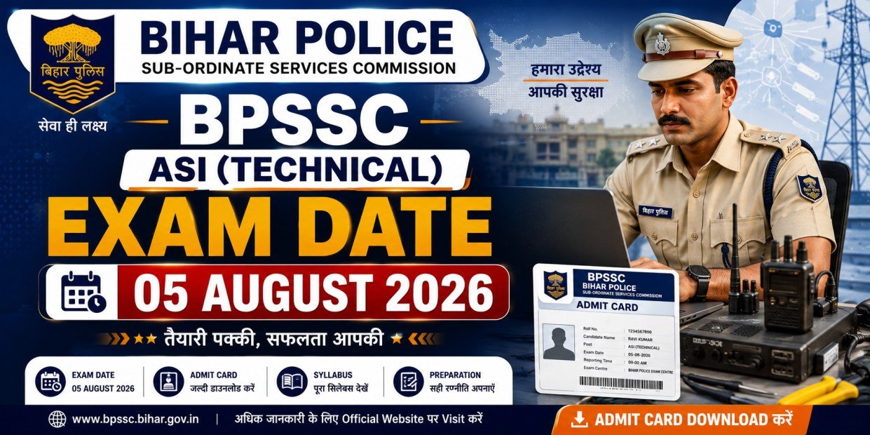 Bihar Police BPSSC ASI (Technical) Exam Date & Admit Card 2026
